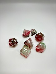 Red and Brown Swirl Color set of 7 Dice